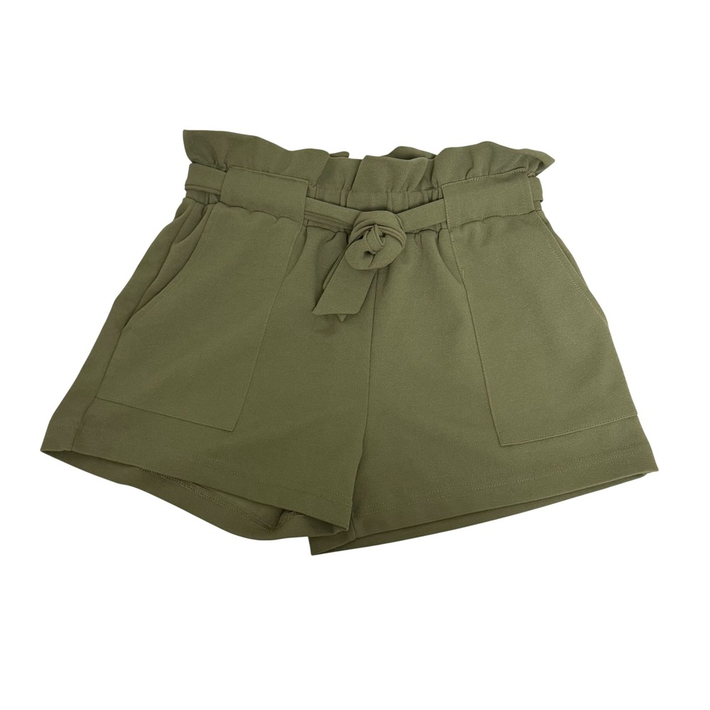Streetwear Society Olive Green Paperbag Waist Shorts Women's Small High Rise Tie